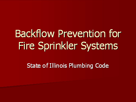 Backflow Prevention PowerPoint