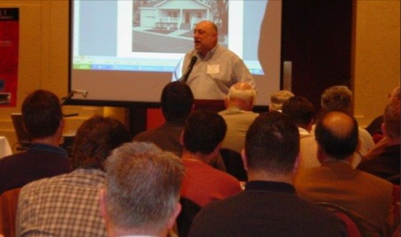 Schifilitti makes a presentation about fire sprinklers.